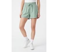 Shorts ONLY "ONLARIS LIFE PULL UP SHORTS WVN CC", Damen, Gr. S, N-Gr, jadeite, Web, Obermaterial: 93% Viskose, 7% Polyester, unifarben, regular fit kurz, Hosen Shorts, mit Bindeverschluss (25358444-S)