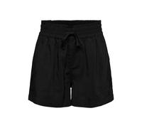 Shorts ONLY "ONLARIS LIFE PULL UP SHORTS WVN CC", Damen, Gr. XS, N-Gr, schwarz, Web, Obermaterial: 93% Viskose, 7% Polyester, unifarben, regular fit kurz, Hosen Shorts, mit Bindeverschluss (33856608-X