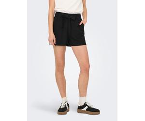 Shorts ONLY "ONLCARO HW LINEN BL BELT SHORTS CC PNT", Damen, Gr. S (36), N-Gr, schwarz, Web, Obermaterial: 70% Viskose, 30% Leinen, unifarben, regular fit kurz, Hosen Shorts, mit Leinen (95969652-S)