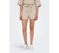 Shorts ONLY "ONLCARO HW LINEN BL BELT SHORTS CC PNT", Damen, Gr. XL (42), N-Gr, braun (oxford tan), Web, Obermaterial: 70% Viskose, 30% Leinen, unifarben, regular fit kurz, Hosen Shorts, mit Leinen (3