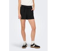 Shorts ONLY "ONLCARO HW LINEN BL BELT SHORTS CC PNT", Damen, Gr. XS (34), N-Gr, schwarz, Web, Obermaterial: 70% Viskose, 30% Leinen, unifarben, regular fit kurz, Hosen Shorts, mit Leinen (95969652-XS)