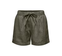 Shorts ONLY "ONLGOA MW LIN BL PULL-UP SHORTS CC PNT", Damen, Gr. XL, N-Gr, smokey olive, Web, Obermaterial: 70% Viskose, 30% Leinen, unifarben, regular fit kurz, Hosen Shorts, mit Leinen (70905600-XL)