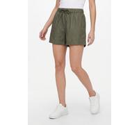Shorts ONLY "ONLGOA MW LIN BL PULL-UP SHORTS CC PNT", Damen, Gr. XS, N-Gr, smokey olive, Web, Obermaterial: 70% Viskose, 30% Leinen, unifarben, regular fit kurz, Hosen Shorts, mit Leinen (70905600-XS)
