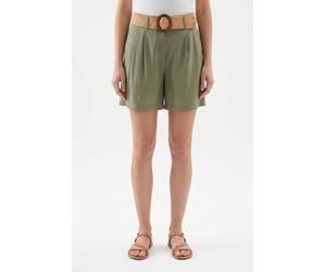 Shorts ONLY "ONLIBIZA HW BELT SHORTS PNT", Damen, Gr. S, N-Gr, mermaid, Obermaterial: 88% Modal, 12% Polyester, unifarben, regular fit kurz, Hosen Shorts, Materialmix, regular fit, High Waist (5436714