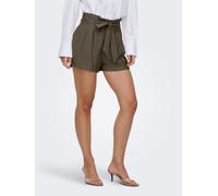 Shorts ONLY "ONLLALIA HW BELT SHORTS PNT", Damen, Gr. XS, N-Gr, tarmac, Web, Obermaterial: 94% Viskose, 6% Polyester, unifarben, regular fit kurz, Hosen Shorts, Viskosemischung, regular fit, High Wais