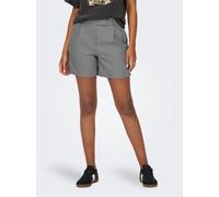 Shorts ONLY "ONLLINDA - Shorts mit hoher Taille und weitem Beinschnitt", Damen, Gr. L, N-Gr, medium grau melange, Web, Obermaterial: 97% Polyester, 3% Elasthan, unifarben, weit kurz, Hosen Shorts, Mat