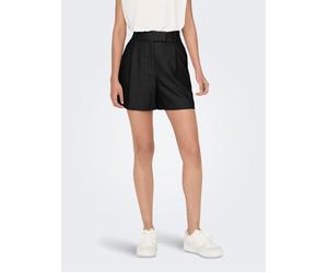 Shorts ONLY "ONLLINDA - Shorts mit hoher Taille und weitem Beinschnitt", Damen, Gr. M, N-Gr, schwarz, Web, Obermaterial: 97% Polyester, 3% Elasthan, unifarben, weit kurz, Hosen Shorts, Materialmix, Hi
