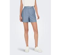 Shorts ONLY "ONLLINDA - Shorts mit hoher Taille und weitem Beinschnitt", Damen, Gr. XS, N-Gr, vintage indigo, Web, Obermaterial: 97% Polyester, 3% Elasthan, unifarben, weit kurz, Hosen Shorts, Materia