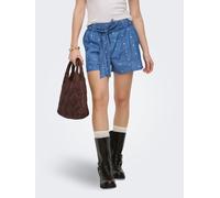 Shorts ONLY "ONLNOVA AZURE TALIA SHORTS WVN", Damen, Gr. L, N-Gr, medium blau denim aop:bow, Web, Obermaterial: 100% Baumwolle, bedruckt, regular fit kurz, Hosen Shorts, Baumwolle, regular fit, Denim