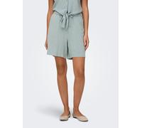 Shorts ONLY "ONLSIESTA MW PULL-UP LIN BL SHORTS NOOS", Damen, Gr. L, N-Gr, abyss, Jersey, Obermaterial: 80% Viskose, 20% Leinen, unifarben, loose fit kniefrei, Hosen Shorts, loose fit, Jersey, Viskose