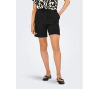 Shorts ONLY "ONLSIESTA MW PULL-UP LIN BL SHORTS NOOS", Damen, Gr. L, N-Gr, schwarz, Jersey, Obermaterial: 80% Viskose, 20% Leinen, unifarben, loose fit kniefrei, Hosen Shorts, loose fit, Jersey, Visko