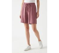 Shorts ONLY "ONLSIESTA MW PULL-UP LIN BL SHORTS NOOS", Damen, Gr. S, N-Gr, rose braun, Jersey, Obermaterial: 80% Viskose, 20% Leinen, unifarben, loose fit kniefrei, Hosen Shorts, loose fit, Jersey, Vi
