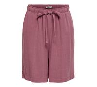 Shorts ONLY "ONLSIESTA MW PULL-UP LIN BL SHORTS NOOS", Damen, Gr. XS, N-Gr, rose braun, Jersey, Obermaterial: 80% Viskose, 20% Leinen, unifarben, loose fit kniefrei, Hosen Shorts, loose fit, Jersey, V