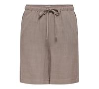 Shorts ONLY "ONLSIESTA MW PULL-UP LIN BL SHORTS NOOS", Damen, Gr. XS, N-Gr, walnut, Jersey, Obermaterial: 80% Viskose, 20% Leinen, unifarben, loose fit kniefrei, Hosen Shorts, loose fit, Jersey, Visko