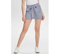 ONLY Damen Shorts Kurze Paperbag Shorts mit Gürtel Mid Waist elastischer Bund, Farben:Weiß-Blau, Größe:M