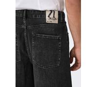 Shorts ONLY & SONS "ONSCARL BALL WB 2957 TAI", Herren, Gr. L, N-Gr, washed schwarz, Denim/Jeans, Obermaterial: 100% Baumwolle, Abriebeffekte, relaxed fit kniebedeckend, Hosen Shorts (35355064-L) washe