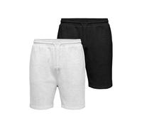 Shorts ONLY & SONS "ONSCHASE REG SWEAT SHORTS 2-PACK OTL", Herren, Gr. L, N-Gr, schwarz pack:1 x schwarz 1 x lgm, Web, Obermaterial: 52% Baumwolle, 48% Polyester, unifarben, regular fit normal, Hosen 