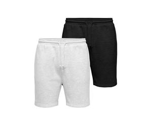 Shorts ONLY & SONS "ONSCHASE REG SWEAT SHORTS 2-PACK OTL", Herren, Gr. XL, N-Gr, schwarz pack:1 x schwarz 1 x lgm, Web, Obermaterial: 52% Baumwolle, 48% Polyester, unifarben, regular fit normal, Hosen