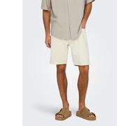 Shorts ONLY & SONS "ONSEDGE ECRU 2044 PIM DNM SHORTS", Herren, Gr. XXL, N-Gr, beige (ecru), Web, Obermaterial: 100% Baumwolle, unifarben, straight fit knielang, Hosen Shorts (56427844-XXL) ecru