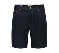 Shorts ONLY & SONS "ONSEDGE RINSE 6496 AZG DNM SHORTS NOOS", Herren, Gr. XL, N-Gr, dunkelblau denim detail:rinse, Denim/Jeans, Obermaterial: 100% Baumwolle, used, regular fit ca. Mitte Oberschenkel, H