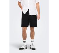 Shorts ONLY & SONS "ONSFADE BLACK 9087 AZG DNM SHORTS", Herren, Gr. M, N-Gr, schwarz (schwarz denim), Web, Obermaterial: 100% Baumwolle, unifarben, loose fit knielang, Hosen Shorts (65716145-M) schwar