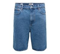 Shorts ONLY & SONS "ONSFADE PIM DNM SHORTS BOX", Herren, Gr. L, N-Gr, medium blau denim, Web, Obermaterial: 100% Baumwolle, unifarben, straight fit knielang, Hosen Shorts (76758813-L) medium blau deni