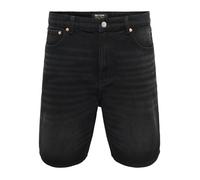 Shorts ONLY & SONS "ONSFADE PIM DNM SHORTS BOX", Herren, Gr. XXL, N-Gr, schwarz (washed schwarz), Web, Obermaterial: 100% Baumwolle, unifarben, straight fit knielang, Hosen Shorts (37124926-XXL) washe