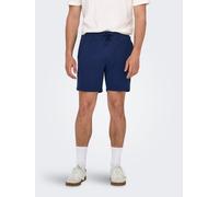 Shorts ONLY & SONS "ONSKIAN LIFE REG SEERSUCKER SHORTS NOOS", Herren, Gr. S, N-Gr, blau (naval academy), Web, Obermaterial: 97% Baumwolle, 3% Elasthan, unifarben, regular fit, Hosen Shorts (90373748-S
