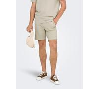 Shorts ONLY & SONS "ONSKIAN LIFE REG SEERSUCKER SHORTS NOOS", Herren, Gr. XL, N-Gr, beige (silber lining), Web, Obermaterial: 97% Baumwolle, 3% Elasthan, unifarben, regular fit, Hosen Shorts (44940520
