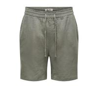 Shorts ONLY & SONS "ONSLAURENCE LINEN BLEND SHORTS NOOS", Herren, Gr. M, N-Gr, castor gray, Web, Obermaterial: 55% Leinen, 45% Viskose, unifarben, regular fit kniefrei, Hosen Shorts, Viskosemischung,