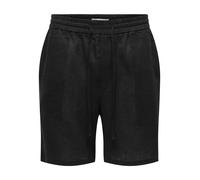 Shorts ONLY & SONS "ONSLAURENCE LINEN BLEND SHORTS NOOS", Herren, Gr. M, N-Gr, meteorite, Web, Obermaterial: 55% Leinen, 45% Viskose, unifarben, regular fit kniefrei, Hosen Shorts, Viskosemischung, re