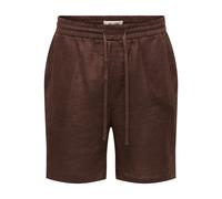 Shorts ONLY & SONS "ONSLAURENCE LINEN BLEND SHORTS NOOS", Herren, Gr. S, N-Gr, coffee bean, Web, Obermaterial: 55% Leinen, 45% Viskose, unifarben, regular fit kniefrei, Hosen Shorts, Viskosemischung,