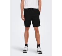 ONLY & SONS Shorts aus Baumwoll-Leinen-Mix Modell 'LINUS' in Black, Größe M