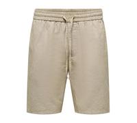 Shorts ONLY & SONS "ONSLINUS 0007 COT LIN SHORTS NOOS", Herren, Gr. XXL, N-Gr, coriander detail:two tone (weiß), Web, Obermaterial: 75% Baumwolle, 25% Leinen, unifarben, loose fit kniefrei, Hosen Shor