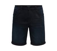 Shorts ONLY & SONS "ONSPLY BB 7103 PIM DNM SHORTS NOOS", Herren, Gr. XL, N-Gr, blau schwarz denim, Denim/Jeans, Obermaterial: 99% Baumwolle, 1% Elasthan, used, regular fit ca. Mitte Oberschenkel, Hose