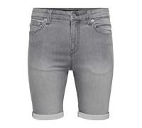 Shorts ONLY & SONS "ONSPLY BOX PIM JOG DNM SHORTS OTL", Herren, Gr. XXL, N-Gr, dunkelgrau denim, Web, Obermaterial: 64% Baumwolle, 31% Polyester, 3% Viskose, 2% Elasthan, unifarben, regular fit kniela