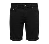 Shorts ONLY & SONS "ONSPLY BOX PIM JOG DNM SHORTS OTL", Herren, Gr. XXL, N-Gr, schwarz denim, Web, Obermaterial: 64% Baumwolle, 31% Polyester, 3% Viskose, 2% Elasthan, unifarben, regular fit knielang,