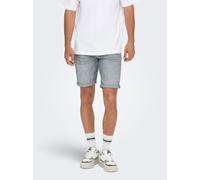 Only & Sons Slim Fit Jeansshorts im 5-Pocket-Design Modell 'PLY' in Mittelgrau, Größe M