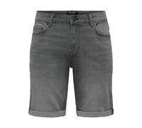 Shorts ONLY & SONS "ONSPLY PIM DNM SHORTS", Herren, Gr. M, N-Gr, medium grau denim, Web, Obermaterial: 65% Baumwolle, 18% Polyester, 15% Viskose, 2% Elasthan, unifarben, regular fit, Hosen Shorts (857