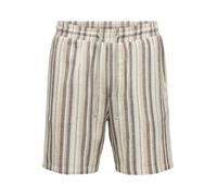 Shorts ONLY & SONS "ONSTREV LIFE REG STRU STRIPE SHORTS NOOS", Herren, Gr. L, N-Gr, beige (gardenia stripes:coffee bean, teak, irish cream), Web, Obermaterial: 55% Baumwolle, 45% Polyester, gestreift,