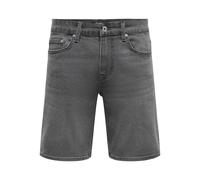 Shorts ONLY & SONS "ONSWEFT BOX PIM DNM SHORTS VD", Herren, Gr. XL, N-Gr, medium grau denim, Web, Obermaterial: 50% Baumwolle, 30% Polyester, 18% Viskose, 2% Elasthan, unifarben, regular fit, Hosen Sh