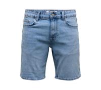 Shorts ONLY & SONS "ONSWEFT BOX PIM DNM SHORTS VD", Herren, Gr. XXL, N-Gr, light blau denim, Web, Obermaterial: 50% Baumwolle, 30% Polyester, 18% Viskose, 2% Elasthan, unifarben, regular fit, Hosen Sh