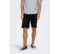 Shorts ONLY & SONS "ONSWEFT PIM DNM SHORTS VD CE BOX", Herren, Gr. M, N-Gr, schwarz (washed schwarz), Web, Obermaterial: 79% Baumwolle, 20% Polyester, 1% Elasthan, unifarben, modisch, regular fit ca. 