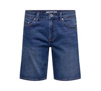 Shorts ONLY & SONS "ONSWEFT PIM DNM SHORTS VD CE BOX", Herren, Gr. S, N-Gr, blau (medium blau denim), Web, Obermaterial: 79% Baumwolle, 20% Polyester, 1% Elasthan, unifarben, regular fit ca. Mitte Obe