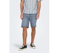 Shorts ONLY & SONS "ONSWEFT PIM DNM SHORTS VD CE BOX", Herren, Gr. XS, N-Gr, blau (light blau denim), Web, Obermaterial: 79% Baumwolle, 20% Polyester, 1% Elasthan, unifarben, regular fit ca. Mitte Obe