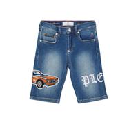 Shorts PHILIPP PLEIN "Racing", Mädchen, Gr. 6, weite Kindergrößen, blau (08hs, blaushark), Obermaterial: 92% Baumwolle, 6% Elastomultiester, 2% Elasthan. Futter: 65% Polyester, 35% Baumwolle, Hosen Sh