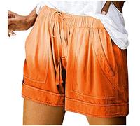 Shorts, Pyjama, Damen, sexy - Summer Comfy Pants Weist Tie-Dye Taschen Shorts Damen elastisch Casual Krawatte Hosen Leder Lamm, Orange, 52