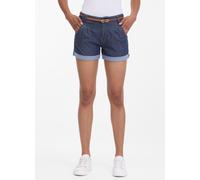 Shorts RAGWEAR "HEEVEN", Damen, Gr. 29, N-Gr, navy, Web, Obermaterial: 98% Baumwolle, 2% Elasthan, unifarben mit Farbeinsatz, kurz, Hosen Shorts, leicht verwaschener Twill zum Umschlagen mit Gürtel (9