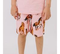 Shorts Rosa Pferde-Print Allover Bio-Baumwolle GOTS - Walkiddy 116