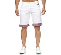 Shorts RUSTY NEAL "Birken", Herren, Gr. XL, EURO-Größen, weiß, 98% Baumwolle, 2% Elasthan, kariert, unifarben, Hosen Shorts, mit tollem Karodetail (52056264-XL) weiß
